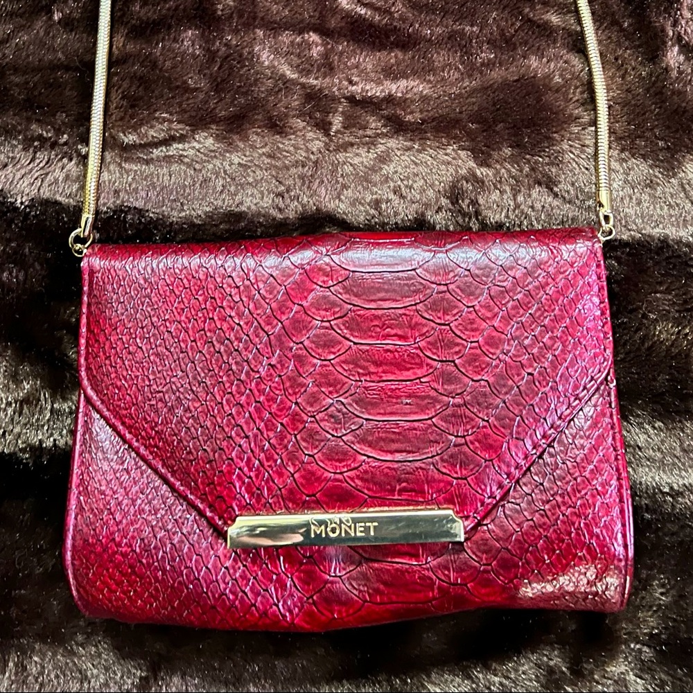 Vintage Monet Crocodile Leather Shoulder Bag